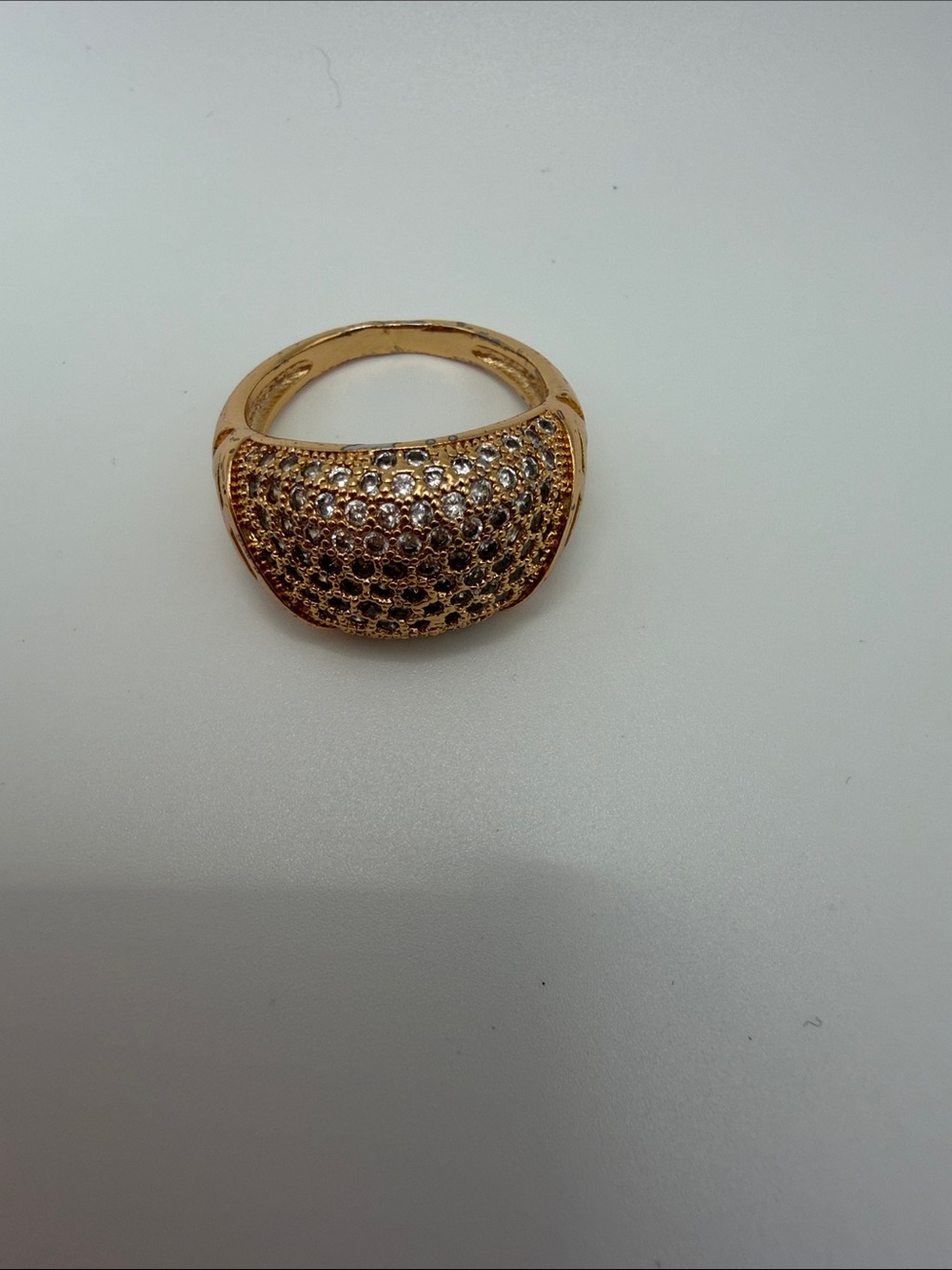 Gold Pavé Dome Ring - Women Jewelry - Picture 3 of 6